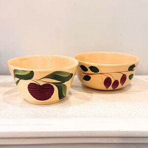 Vintage Lot Watt Pottery Mixing Serving BOWL #7 Oven Ware 3 Leaf APPLE Ribbed